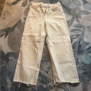 Stylish Cream Wide-Leg Jeans for Women